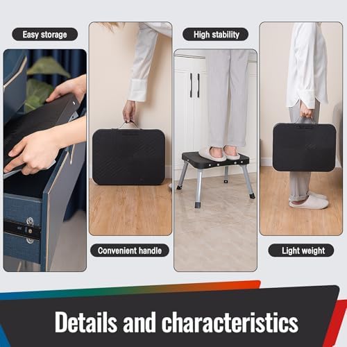 11" Folding Step Stool, Non-Slip 16x12 Large Platform, No Assembly