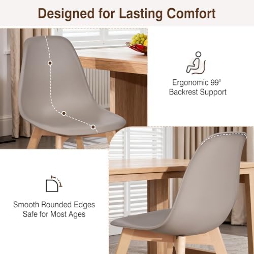 VECELO Dining Chairs Set of 4, Mid-Century Modern Kitchen & Dining Room C...
