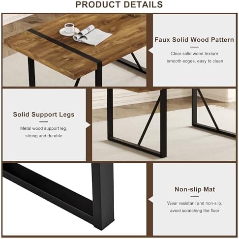 7 Piece Dining Table Set,Dinner Table Set for 6,71'' Dark Wood Kitche...