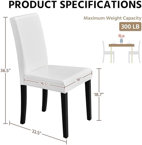 Yaheetech Dining Chairs Set of 4 Upholstered Kitchen Chairs White