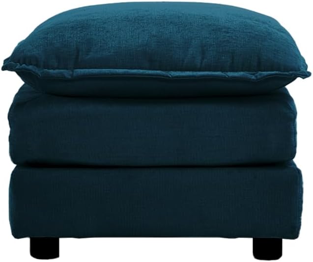 Chenille Ottoman Footrest for 2, 3, 4 Seater Sofa, Blue (Blue + Chenille-1)