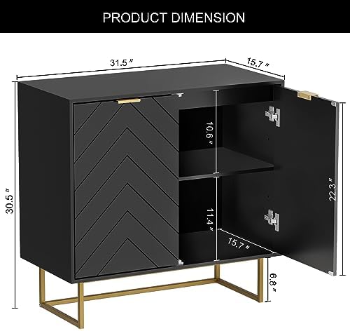 Modern Sideboard Buffet with Storage, Set of 2 Modular Cabinets, Black