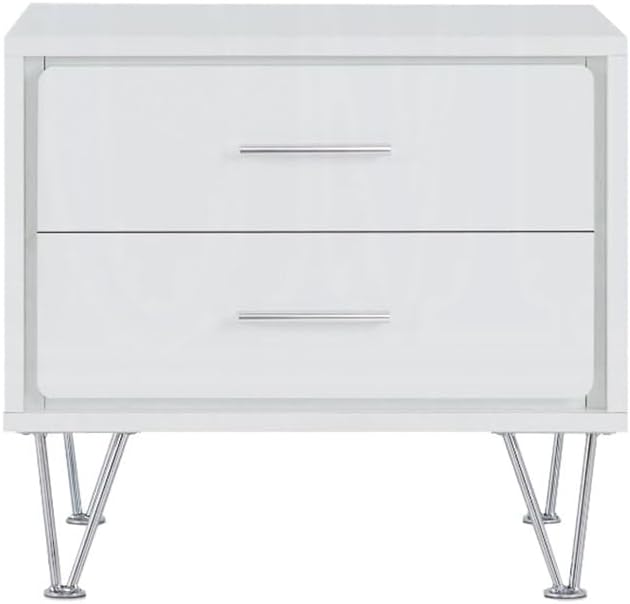 2 Drawers Nightstand with Metal Legs ,for Small Spaces