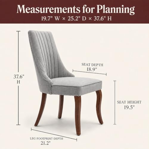 Mid Century Modern Dining Chairs Set of 4, Gray Upholstered Dining Chairs Set...