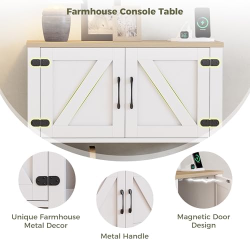 IRONCK Console Table with Storage Cabinet, 32" Entryway Table with Outle...
