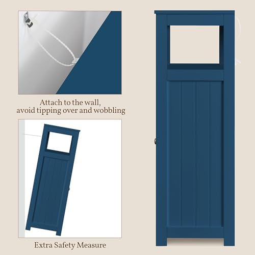 Yaheetech Small Bathroom Storage Cabinet with 3 Drawers, Navy Blue