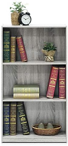 Furinno Basic 3-Tier Book Shelf with Open Shelves, French Oak