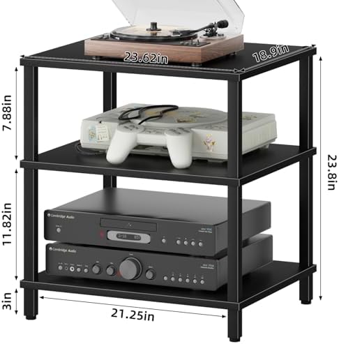 LELELINKY 3-Tier AV Media Player Stand, Stereo Cabinet, Modern Stereo Cabine,...