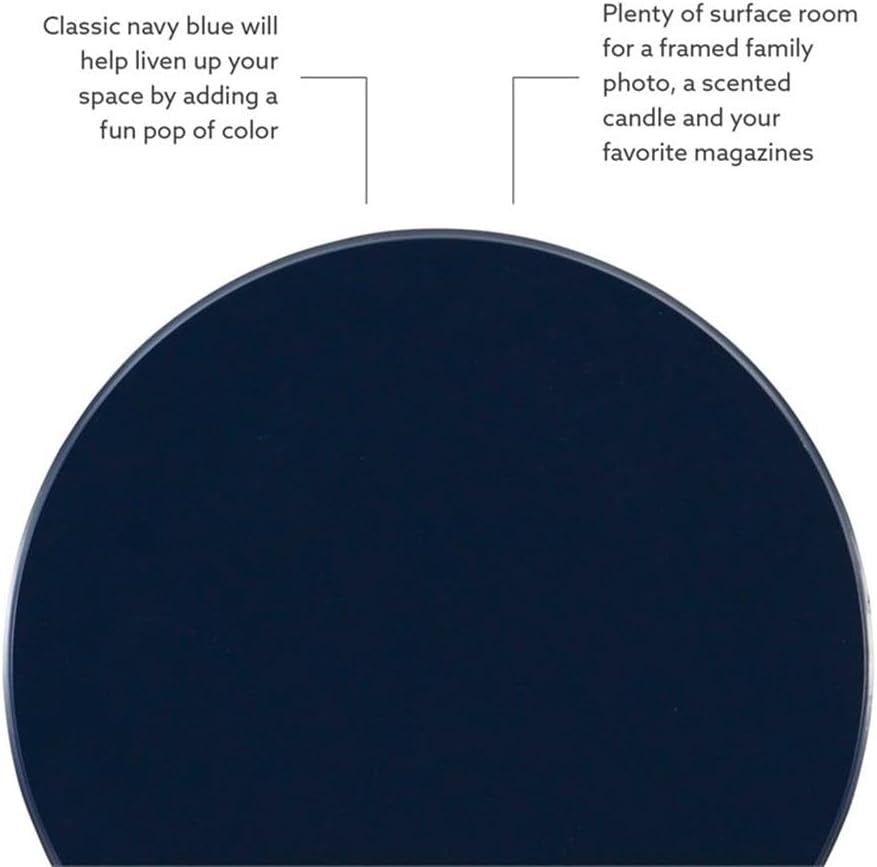 MAKLAINE Modern Transitional Round Spindle Side Table, 17 in Diameter, Navy B...