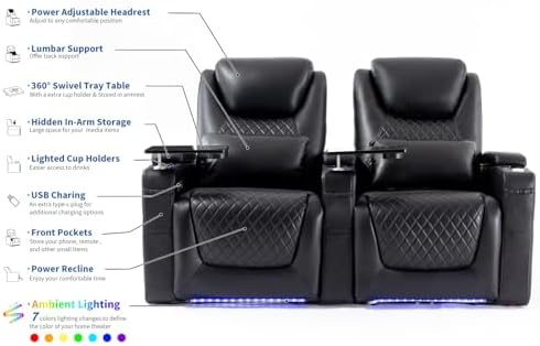 Airadlis Home Theater Seating Seats, Theater Recliner Chair Sofa Game Movie T...