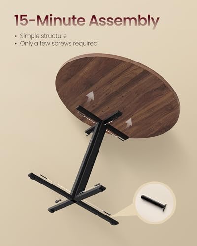 VASAGLE Dining Table Set, Round Dining Table with 2 upholstered Chairs, for S...