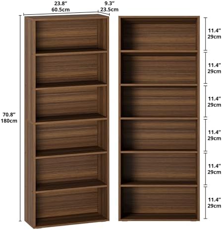 IRONCK Bookshelf and Bookcases 70" Tall, 6 Tiers Display Storage Shelves