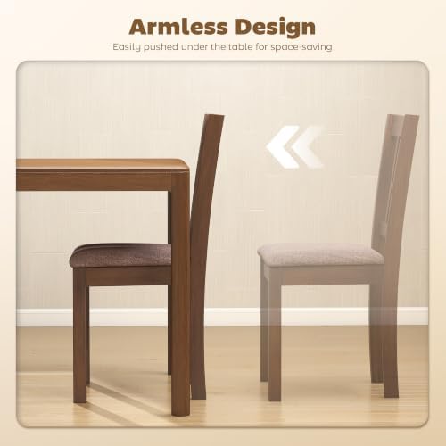 HOMCOM Dining Chairs Set of 2 Upholstered Kitchen Chairs Slat Back Walnut