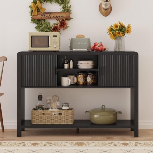 FATORRI Console Sofa Table with Storage for Entryway, 43.31" Black