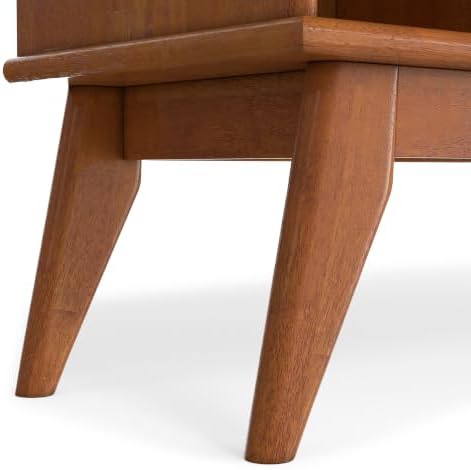SIMPLIHOME Draper 57" Wide Solid Wood 8-Cube Console Table in Teak Brown