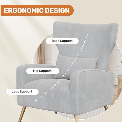 Nalupatio Velvet Accent Chairs Set of 2 Modern High Back Armchair Arm Chair w...