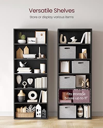 VASAGLE Bookshelf, 23.6 Inches Wide, 6-Tier Open Bookcase with Adjustable Sto...