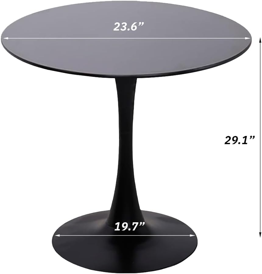 SoarFlash Black Round Dining Table, 24" Tulip Table 2 People Kitchen Din...