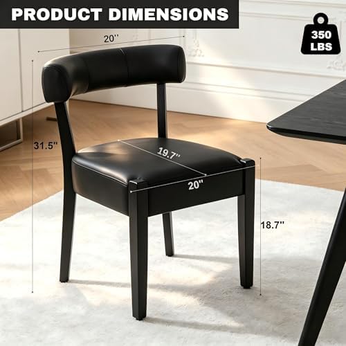 RNKSFX Black Dining Chairs Set of 8, Faux Leather Upholstered Kitchen & D...