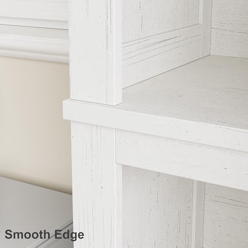 IDEALHOUSE 71" Tall Farmhouse Bookshelf with Adjustable Shelves(White)