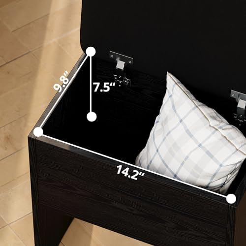 LIKIMIO Small Vanity Desk with Mirror Lights and Storage Stool | Black compac...