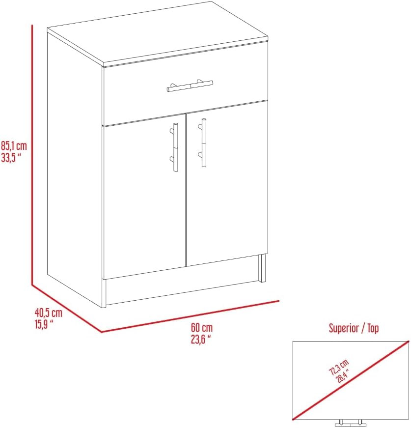 33" H Kitchen Pantry, Storage Cabinet with 1 Drawer, 2 Interior Shelves,...