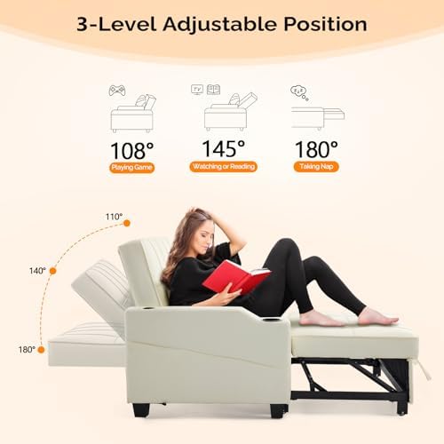 VINGLI Convertible Loveseat Sleeper Sofa Bed, Pullout Couch for Living Room |...