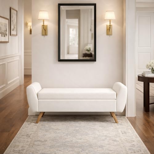 HomePop Modern Storage Bench with Wood Legs |Homepop Home Décor|Bench with St...