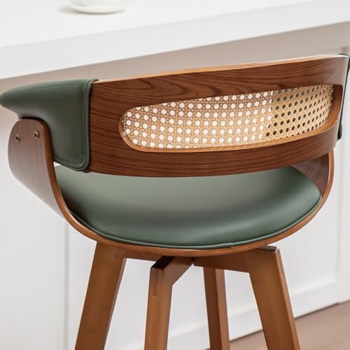 Rattan Swivel Counter Stools, Mid Century Modern Counter Stools with Back | N...