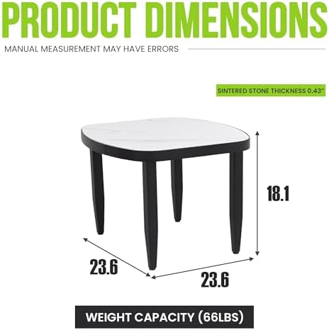 Modern Faux Marble Side Table for Outdoor/Indoor- 23.6" Patio Aluminum E...