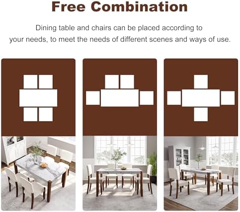 Merax Modern 5 Piece Dining Table Set for 4, Off White