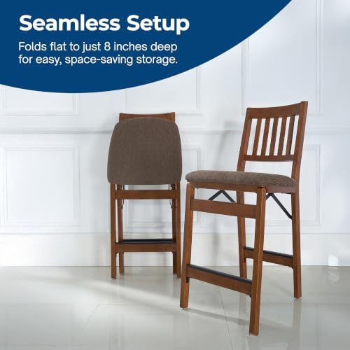 MECO Stakmore Premium Solid Wood Dining Table Folding Counter Stools Set with...