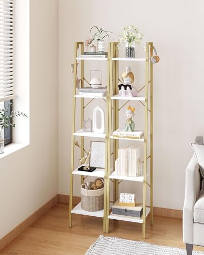 Hzuaneri Ladder Shelf, Bookshelf, Freestanding Corner Storage Shelf