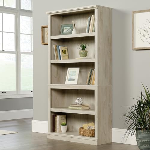 Sauder 5 Tier Book Shelf Wooden Bookcase Multipurpose Bookshelf for Home Offi...