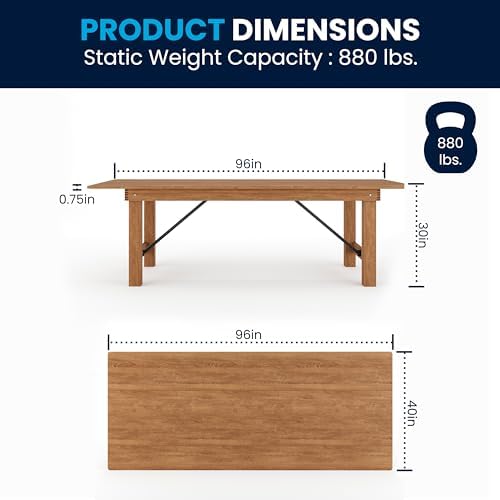 Flash Furniture Hercules 96x40 in Folding Table | Commercial Grade, Foldable ...
