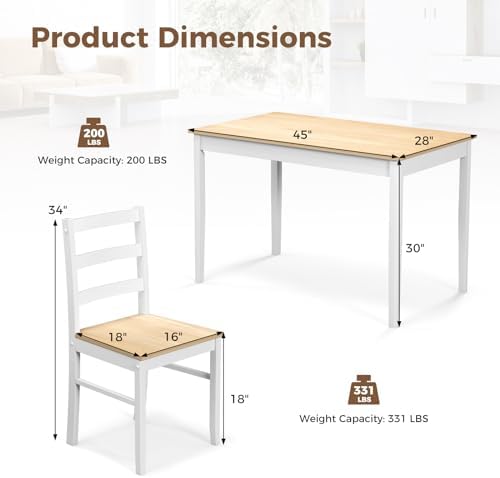 COSTWAY 5-Piece Dining Table Set for 4 w/Rubber Wood Structure, Natural