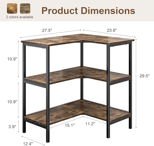 VECELO Corner Cabinet Table with 3 Tier Open Shelf, Multipurpose Display Orga...