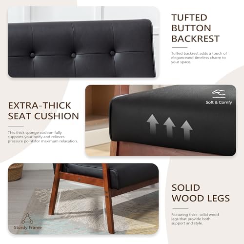 JIASTING Wooden Loveseat Sofa and Accent Chair Set of 2, Office