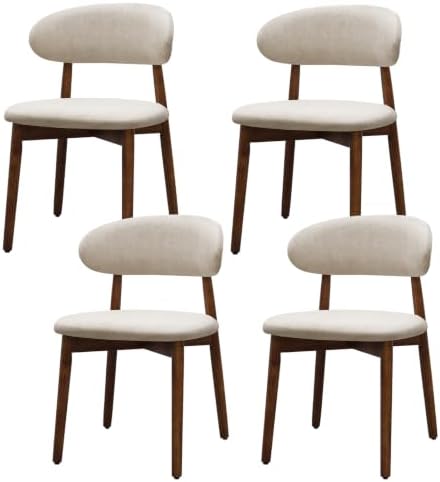 Farmhouse Dining Chairs Set of 4, Mid Century Modern Fabric Upholstered Kitch...