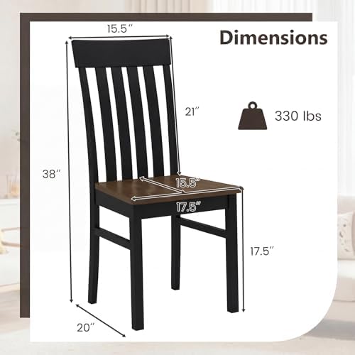 GIANTEX Wooden Dining Chairs Set of 2, Hollowed Backrest & Rubber Wood Seat