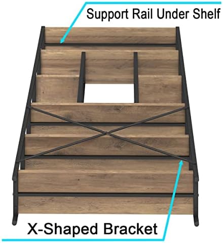 LVB 6 Tier Industrial Bookshelf for Bedroom Living Room Office, Rustic Oak