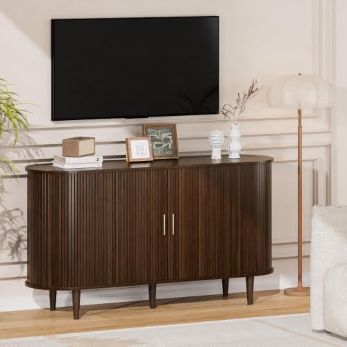 DHH Sideboard Buffet Cabinet with Storage,Mid Century Modern Fluted Accent Co...