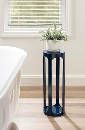 Kate and Laurel Dahl Modern Wooden Round Drink Table, 8 x 8 x 23, Navy Blue, ...