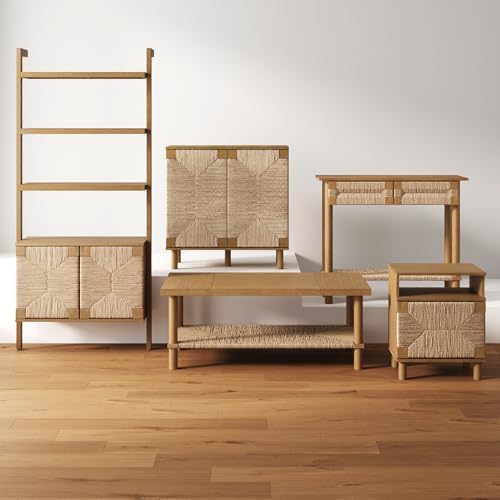Nathan James Beacon 3-Shelf Solid Wood Bookshelf with Storage Cabinet, Bohemi...