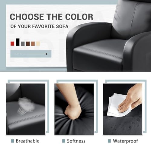 Homall Recliner Chair, Recliner Sofa PU Leather for Adults, Black Recliners