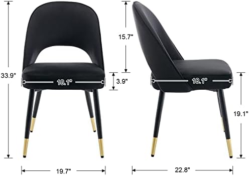 DUOMAY Modern Dining Chair Set of 6 with Open Back, Velvet Upholstered Armles...
