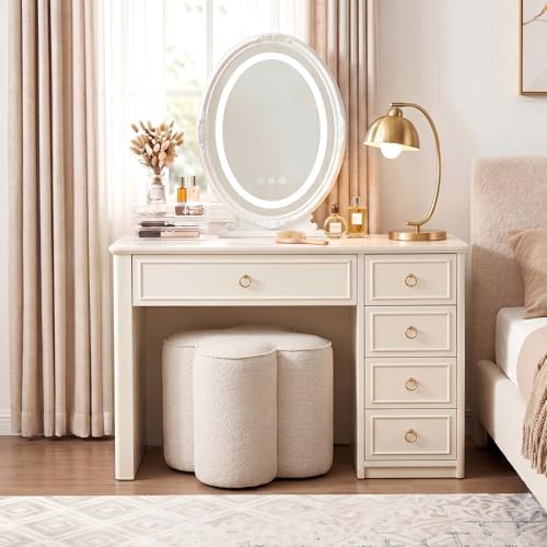 Zesthouse Flower Pouf Ottomans Foot Rest Set of 2, Linen Poofy Ottomans | Lar...