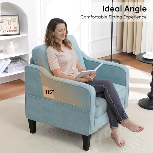 Accent Chair for Living Room, Mid Century Modern Reading Chair for Bedroom, U...
