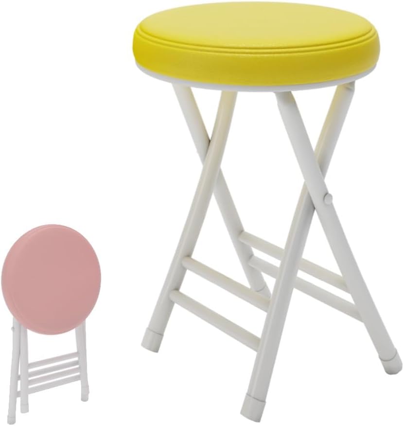 20" Home Folding Stool Collapsible Padded Bar Stool Round Kitchen Stools...