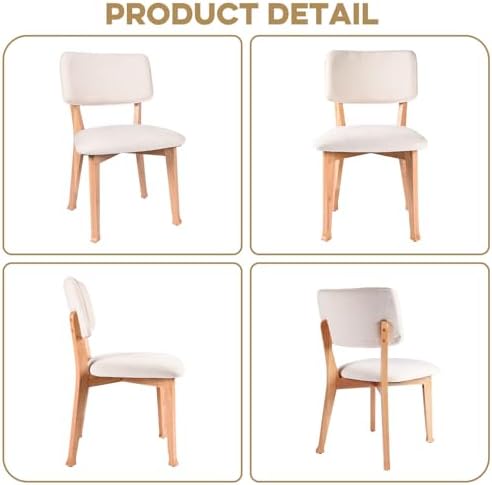Wooden Dining Chairs Set of 2, Mid Century Modern Kitchen Chairs with Fabric ...